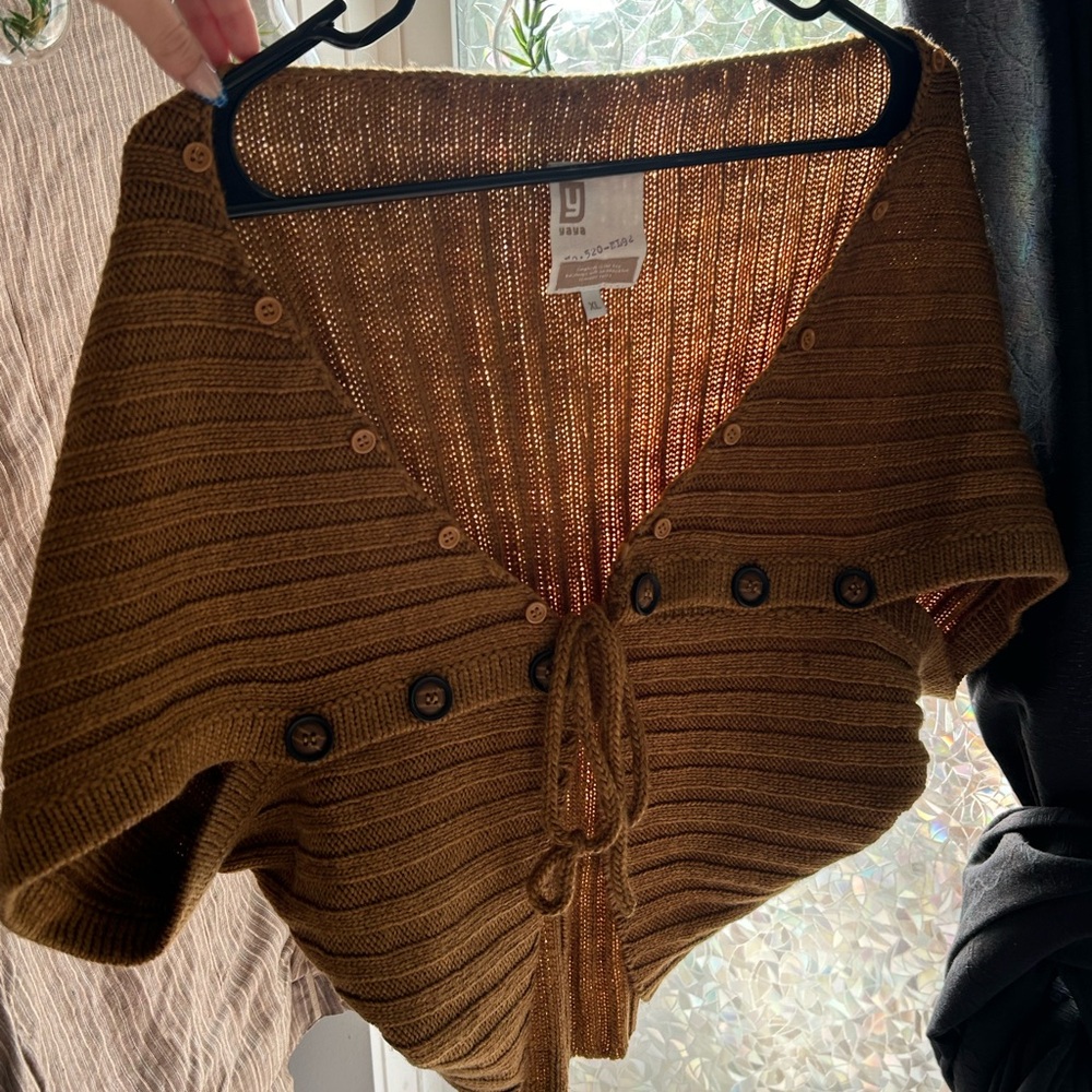 Uniqlo Brown Button-Up Poncho